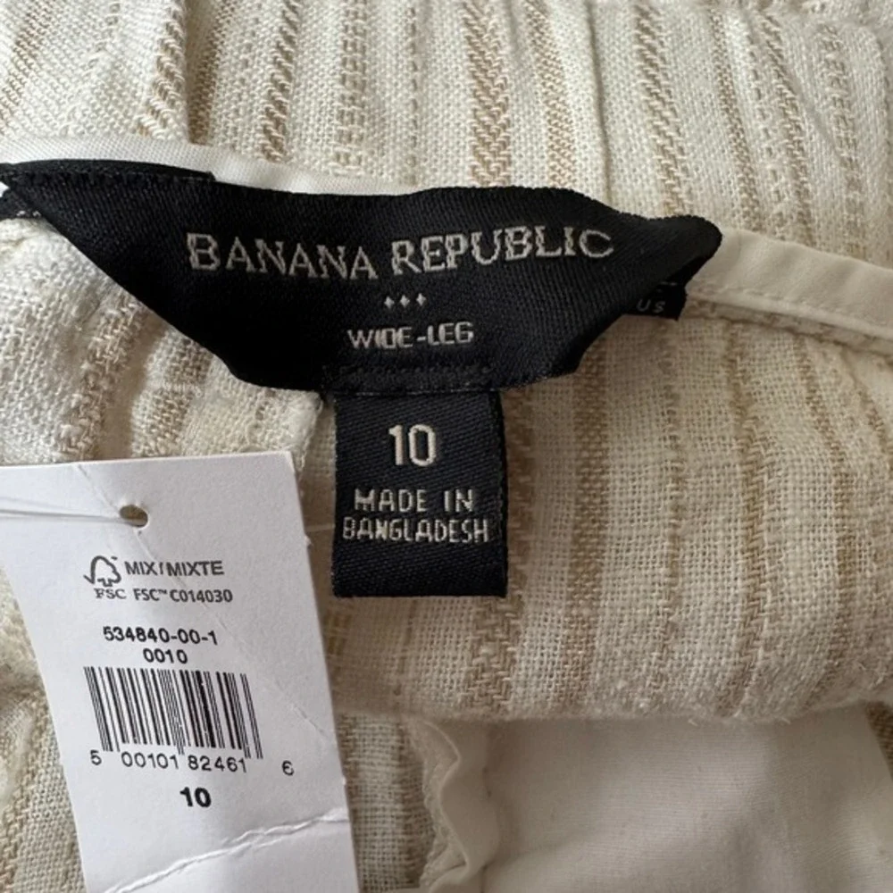 Banana‎ Republic Linen-Blend Striped Paperbag Pant Size 10 NWT